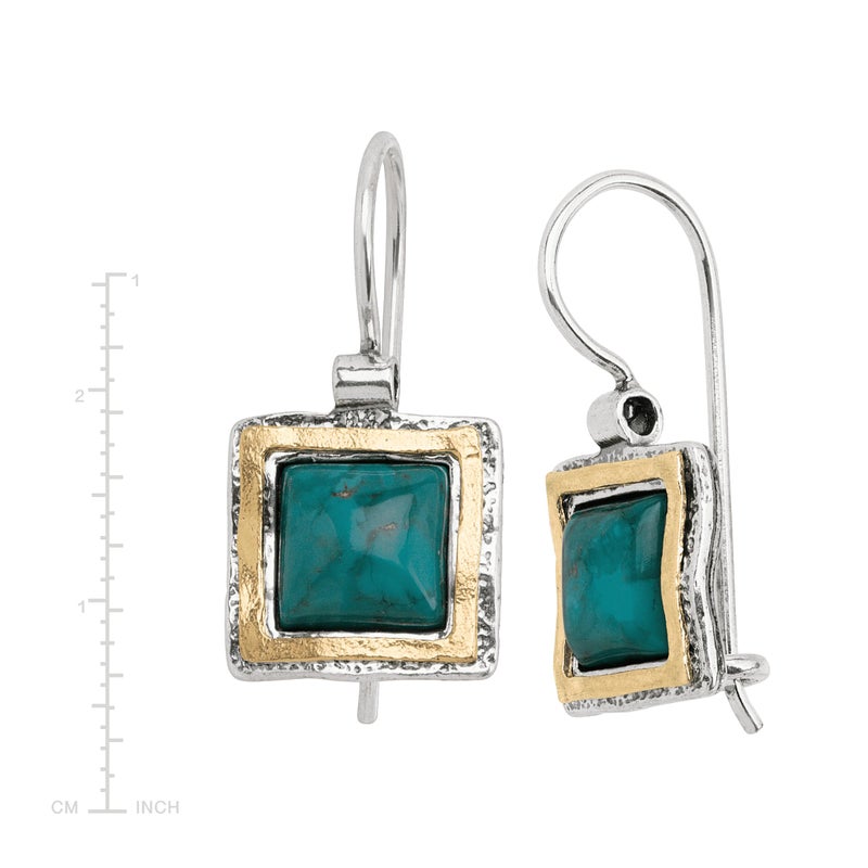 Silpada 'Emerald Lake' Compressed Turquoise Drop Earrings in Sterling Silver & 14K Gold Plate - Image 5